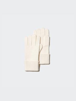 Mens Cashmere Knitted Gloves Off White One UNIQLO US Product Image