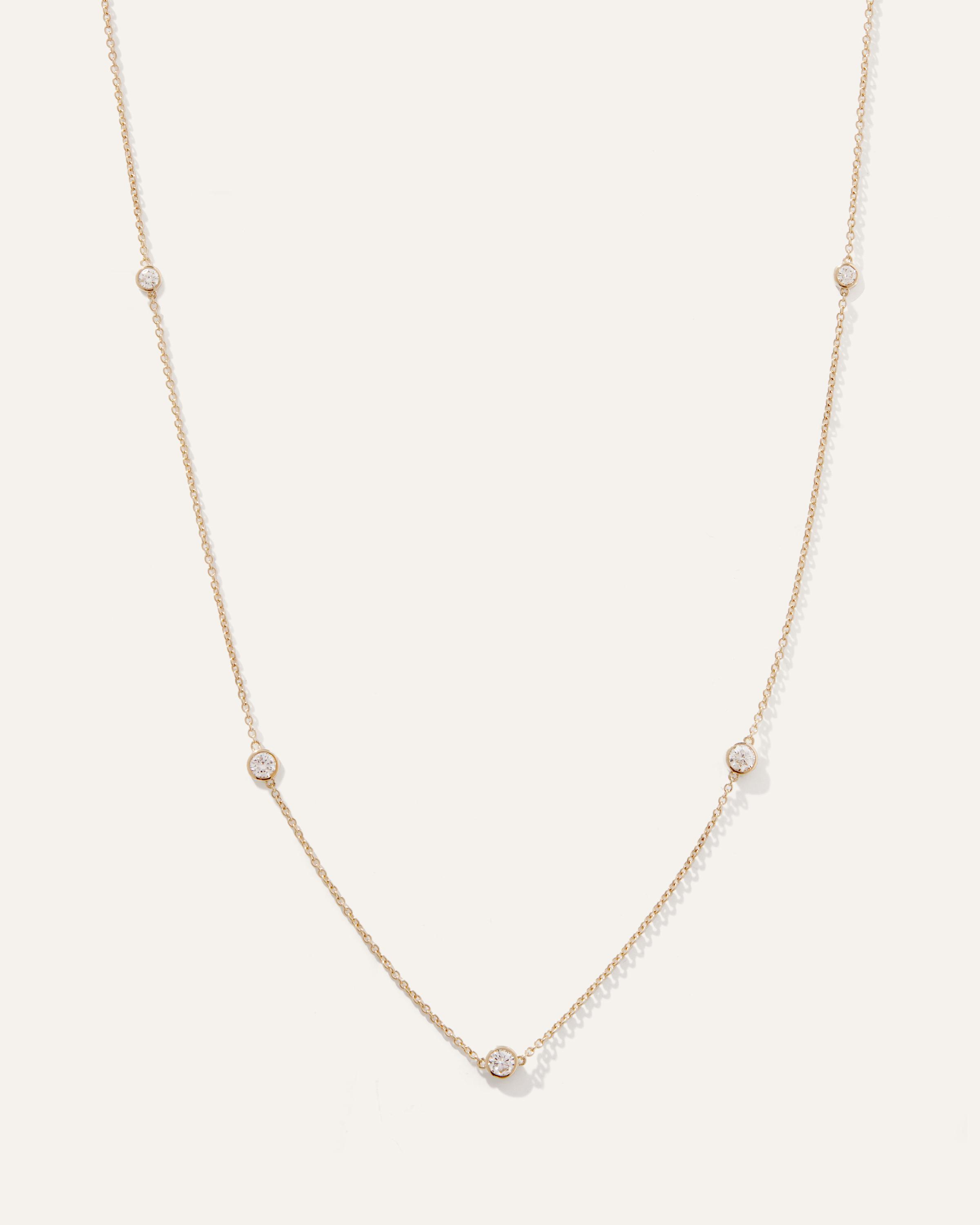 14K Gold Diamond Bezel Station Necklace Product Image