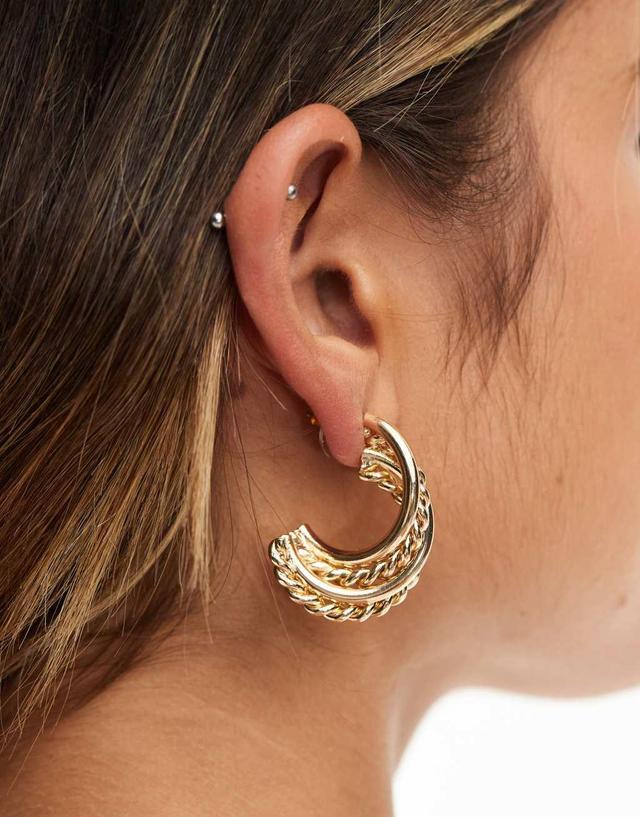 ASOS DESIGN stud earrings with textured wire detail in gold tone Product Image