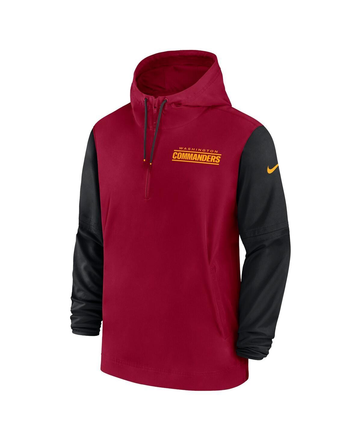 NIKE Men's Burgundy/black Washington Commanders 2024/25 Sideline Pre-game Player 1/2-zip Hoodie Jacket In Burgundy,black Product Image