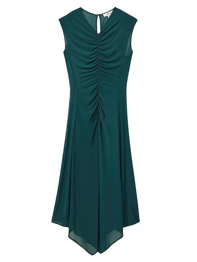 Womens Lyra Ruched Mesh Midi-Dress Product Image