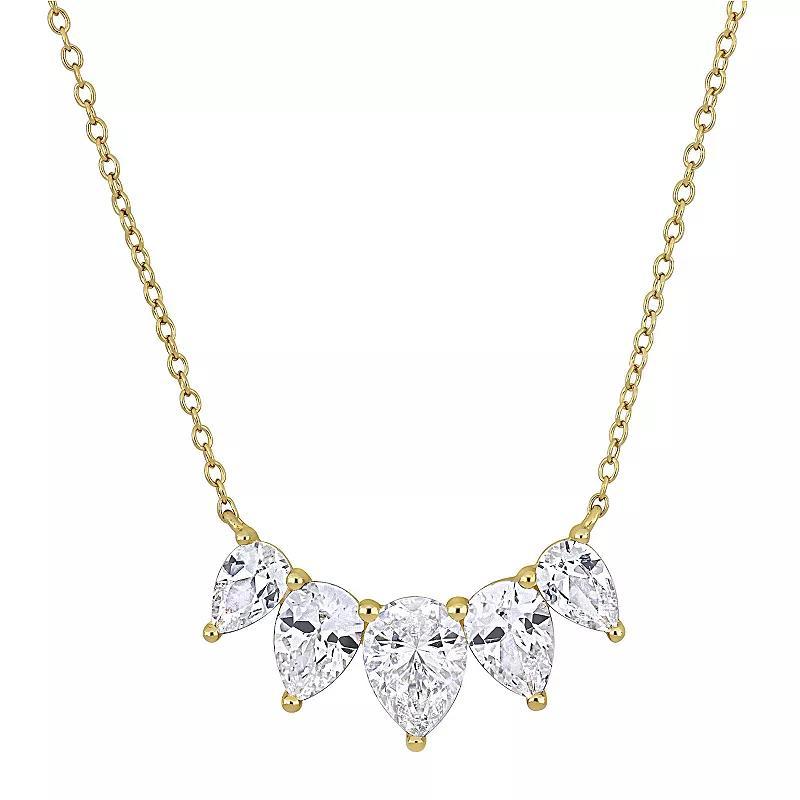 Stella Grace 18k Gold Over Silver Lab-Created White Sapphire Pear-Cut Stone Necklace, Womens Gold Tone Product Image