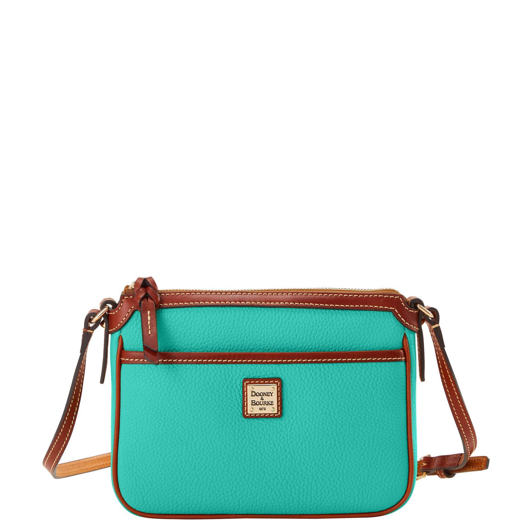 Dooney & Bourke Womens Pebble Grain East West Pocket Crossbody Leather Shoulder Bag in Spearmint Product Image