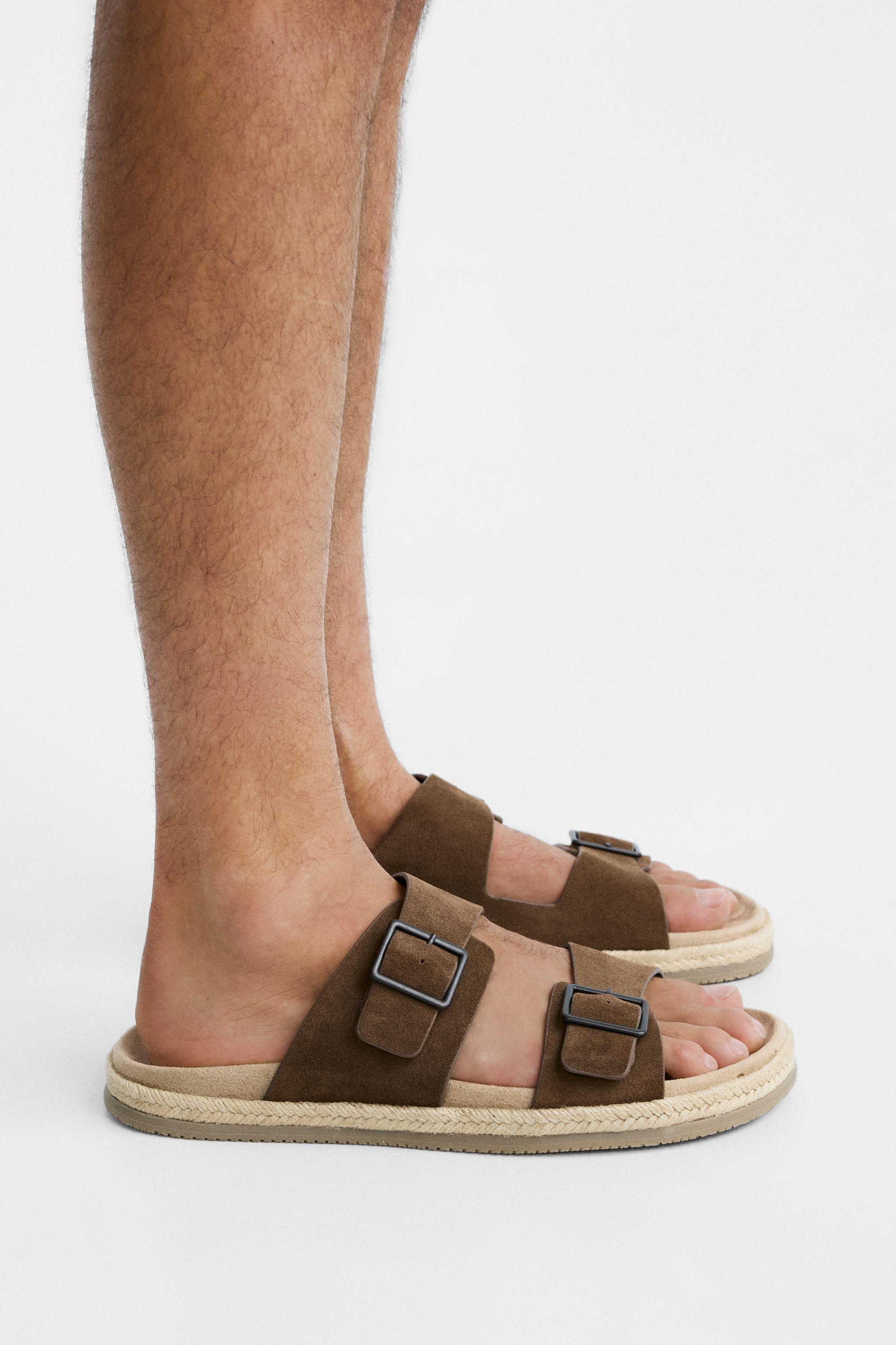 DOUBLE STRAP LEATHER SANDALS Product Image