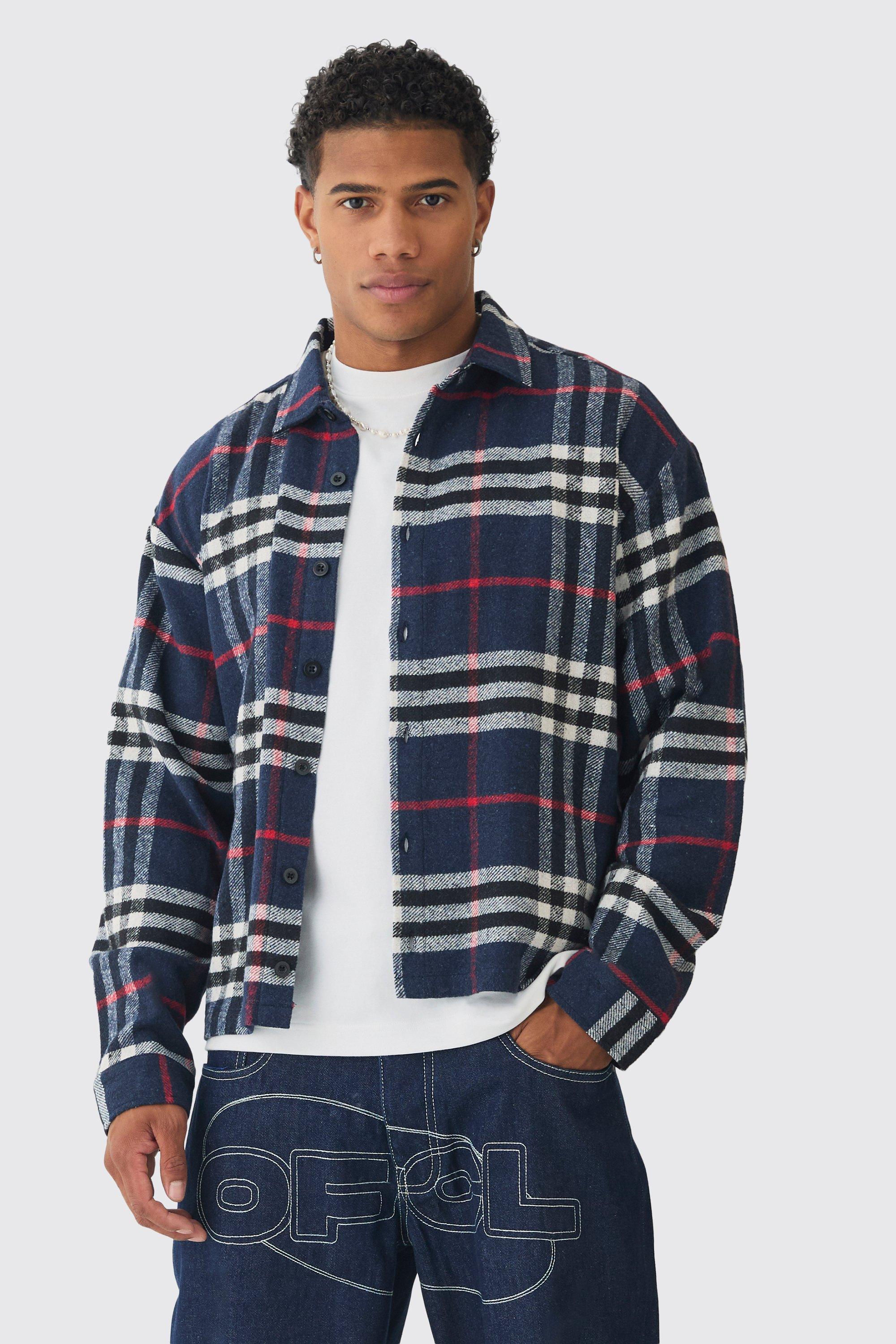 Oversized Fit Boxy Checked Shirt | boohooMAN USA Product Image