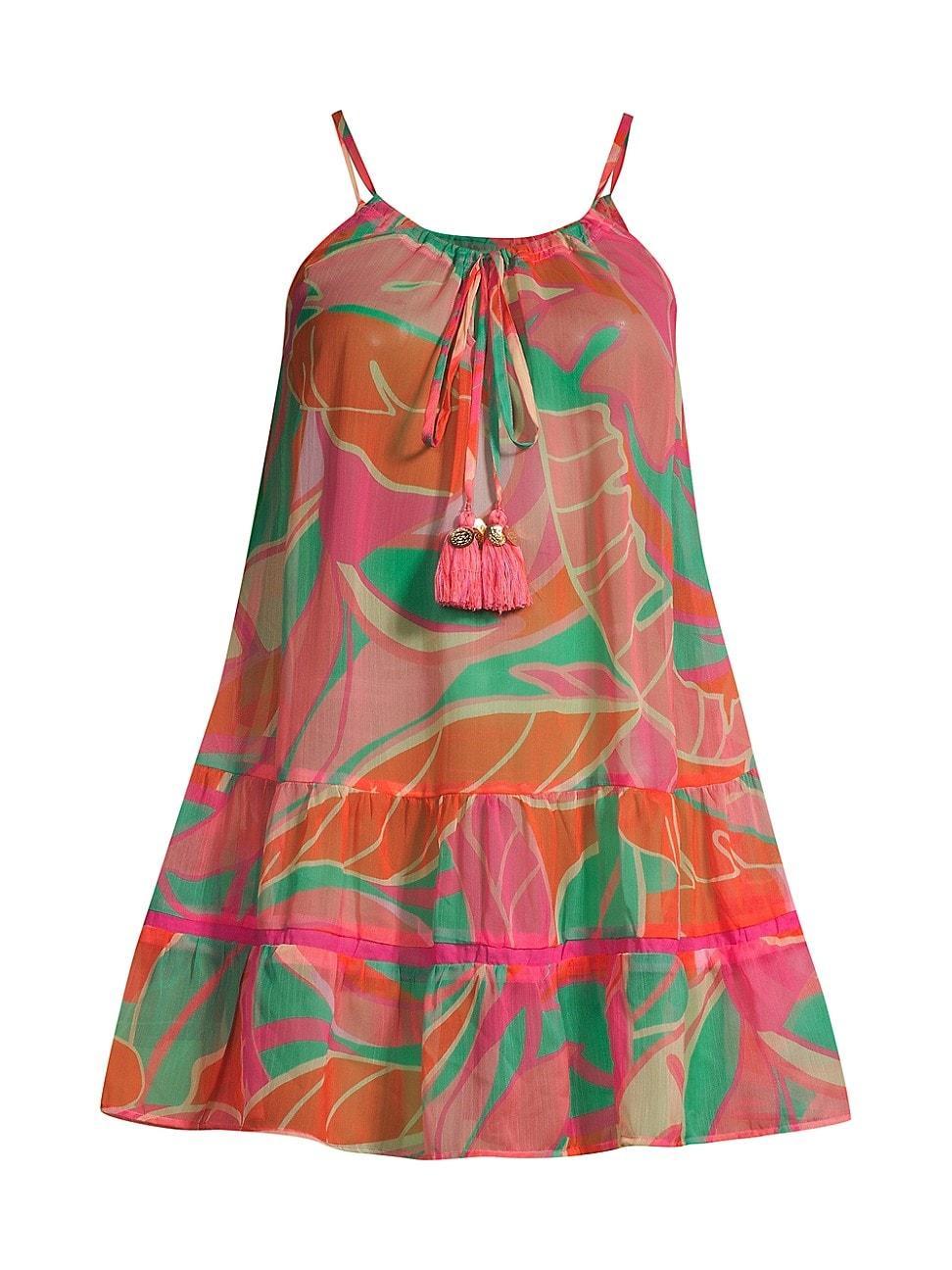 Womens Kaliyah Palm-Print Cover-Up Mnidress Product Image