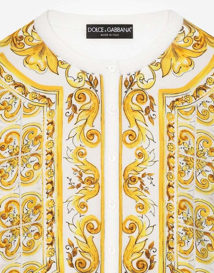 DOLCE & GABBANA Majolica Silk Cardigan In White Product Image