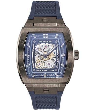 Salvatore Ferragamo Mens Swiss Automatic Blue Rubber Strap Watch 42mm Product Image