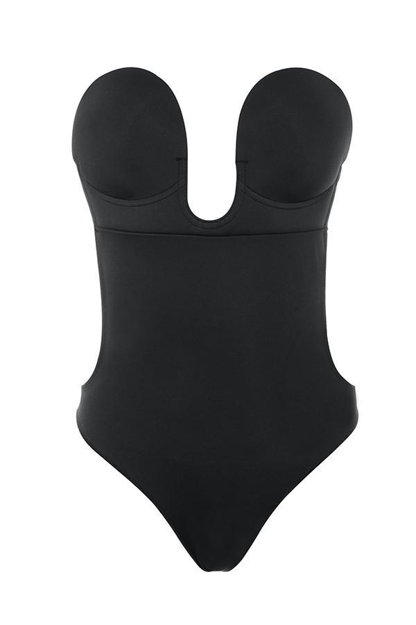 Plunge Self Adhesive Backless Bodysuit - Black Product Image