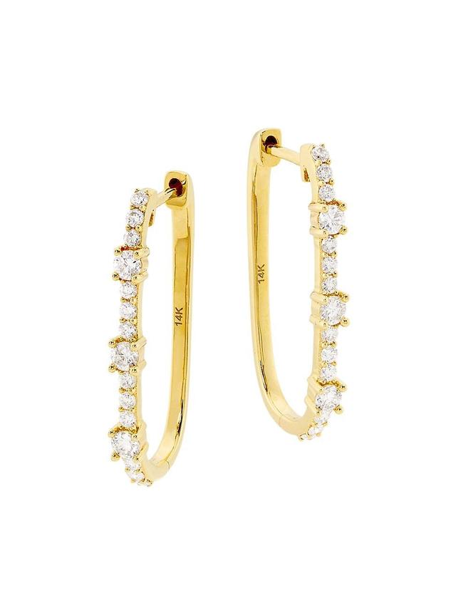 Womens 14K Yellow Gold & 0.5 TCW Diamond Paper-Clip Huggie Hoop Earrings Product Image