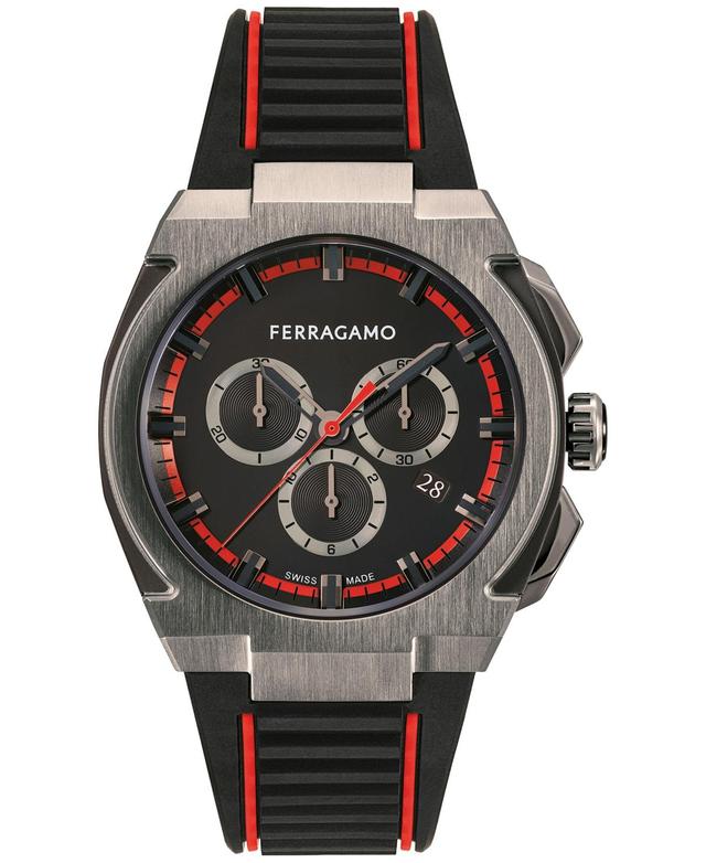 Salvatore Ferragamo Mens Chronograph Edge Black Rubber Strap Watch 43mm Product Image