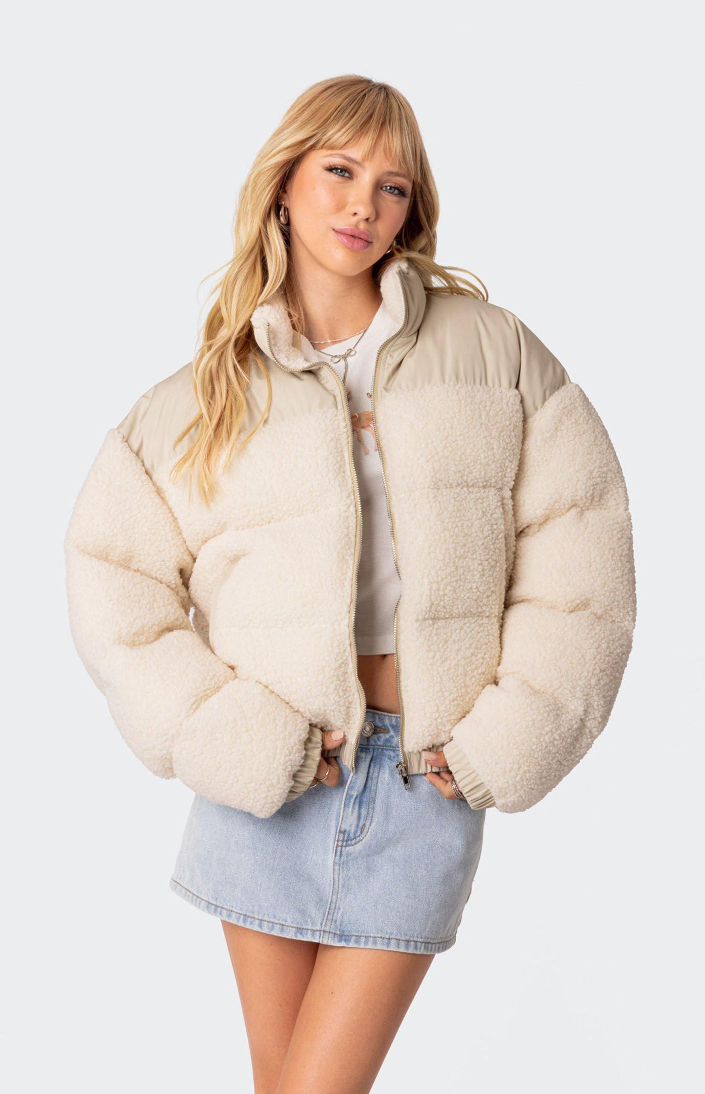 Edikted Women's Oversized Sherpa Puffer Jacket Product Image