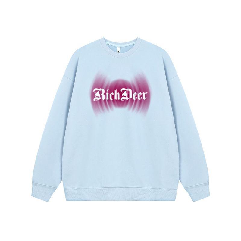 Couple Matching Crew Neck Drop Shoulder Lettering Oversized Sweatshirt Product Image