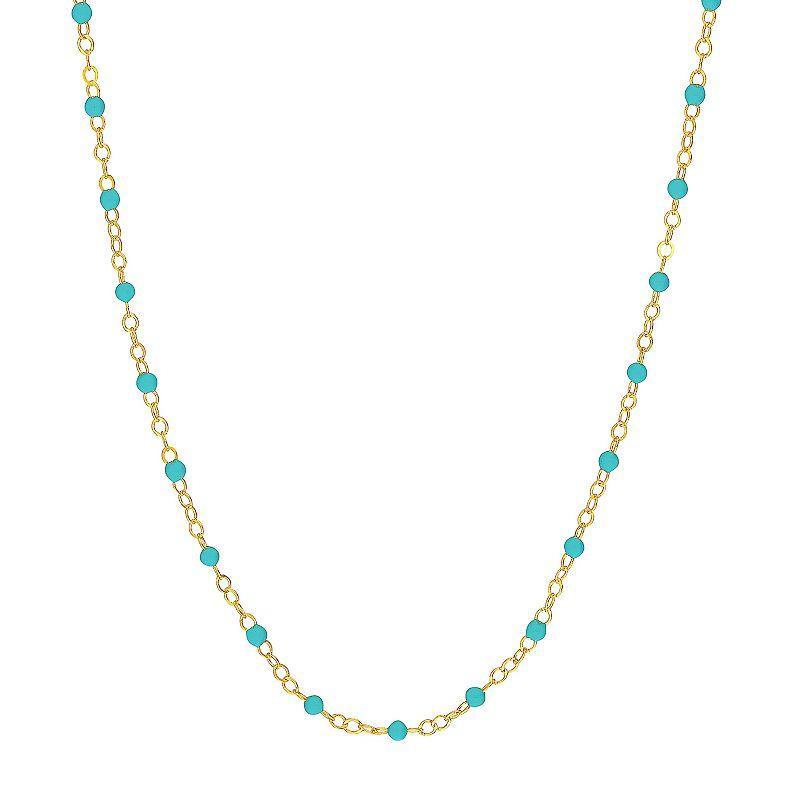 Color Romance 14k Gold Colored Enamel Bead Adjustable Necklace, Womens Blue Product Image