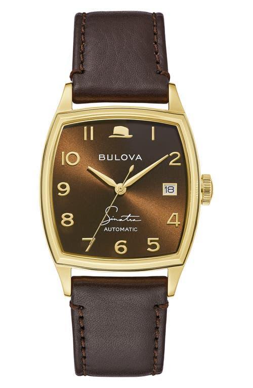 BULOVA Frank Sinatra Young at Heart Leather Strap Watch, 33.5mm Product Image