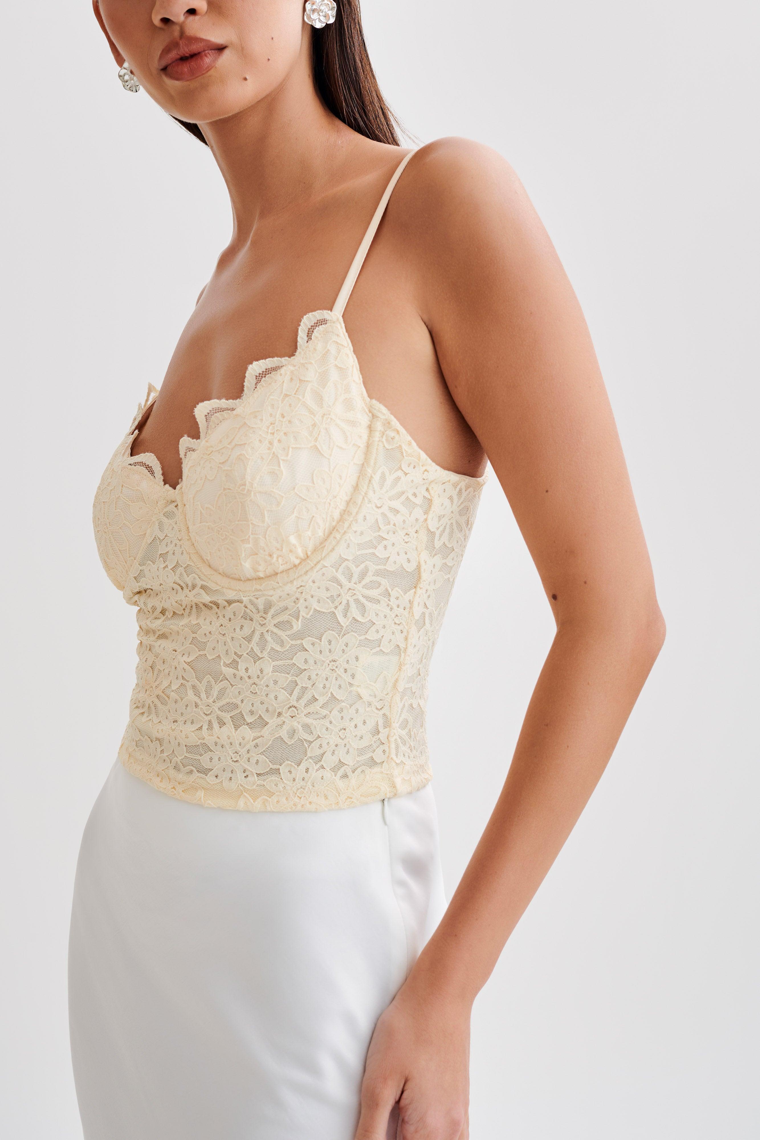 Joey Lace Corset Top - Ivory Product Image