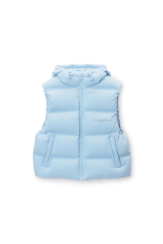 Cropped Hooded Puffer Vest With Reflective Logo Product Image