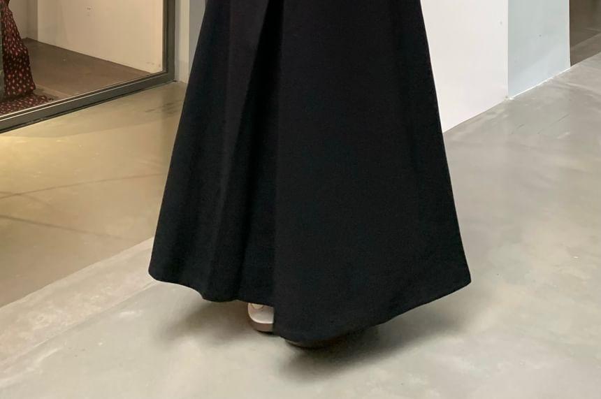 High Waist Plain Maxi A-Line Skirt Product Image