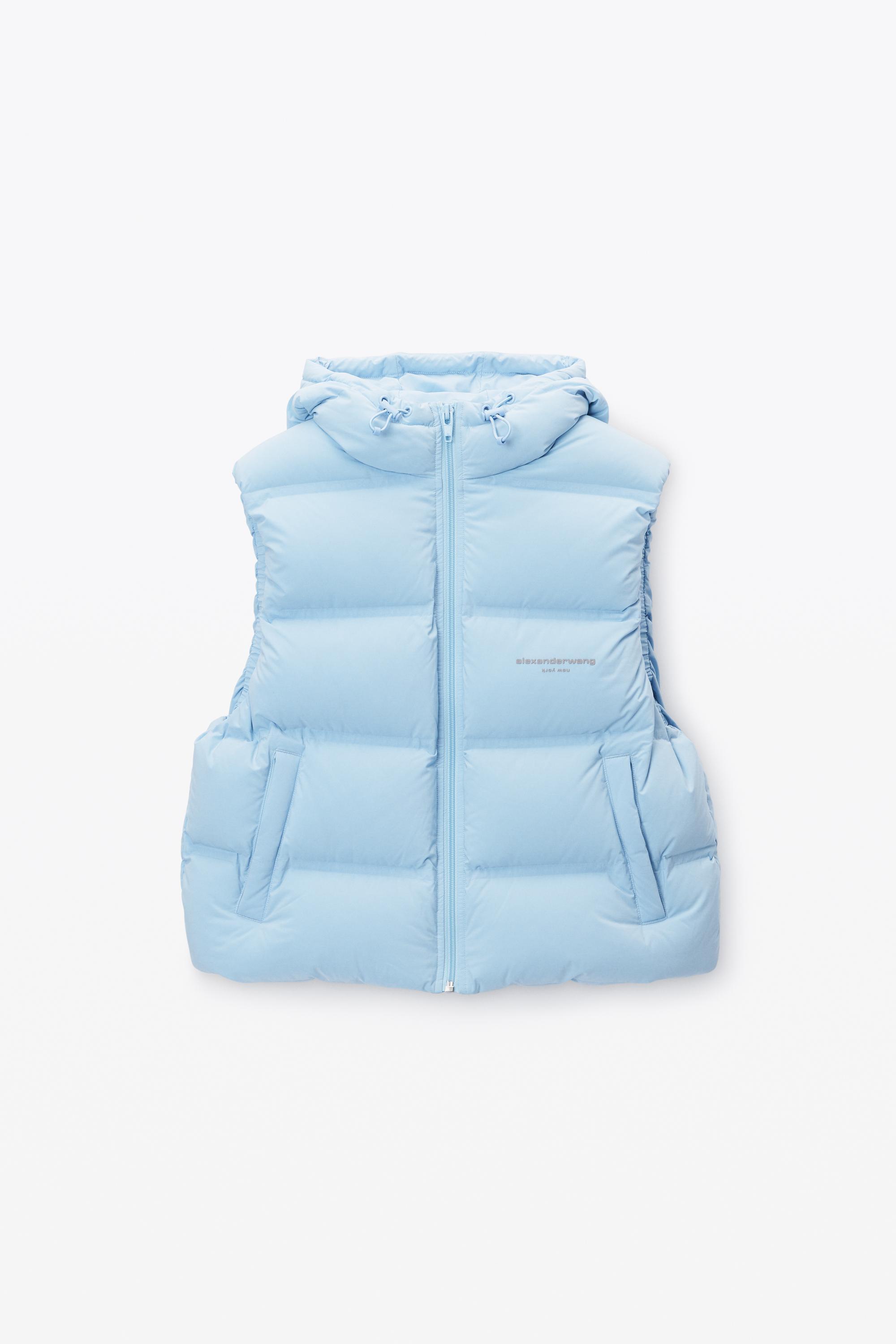 Cropped Hooded Puffer Vest With Reflective Logo Product Image