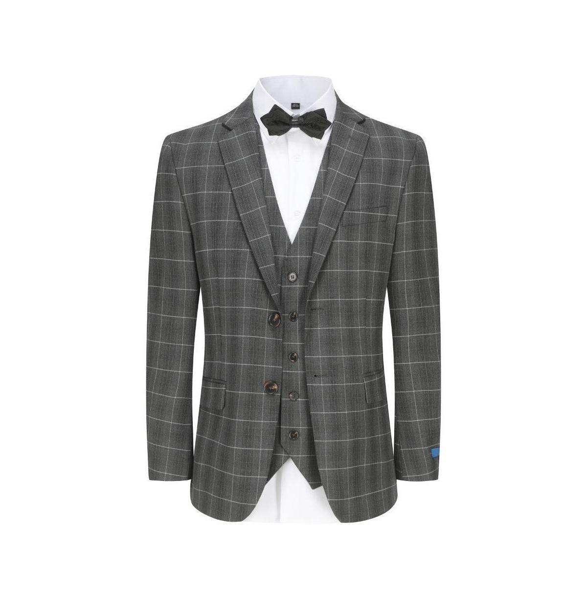 Slim Fit 3PC Elegant Check Mens Suit Product Image