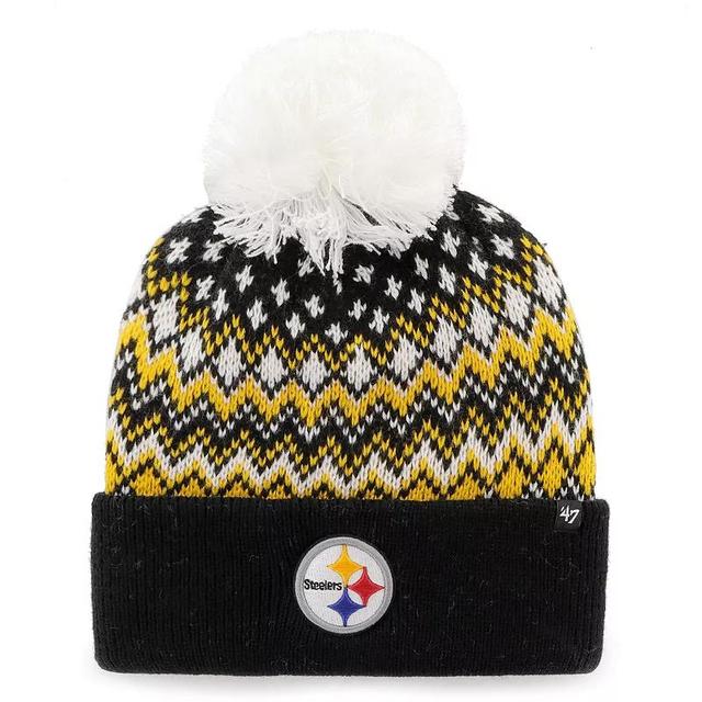 Womens 47 Pittsburgh Steelers Elsa Cuffed Pom Knit with Hat Product Image