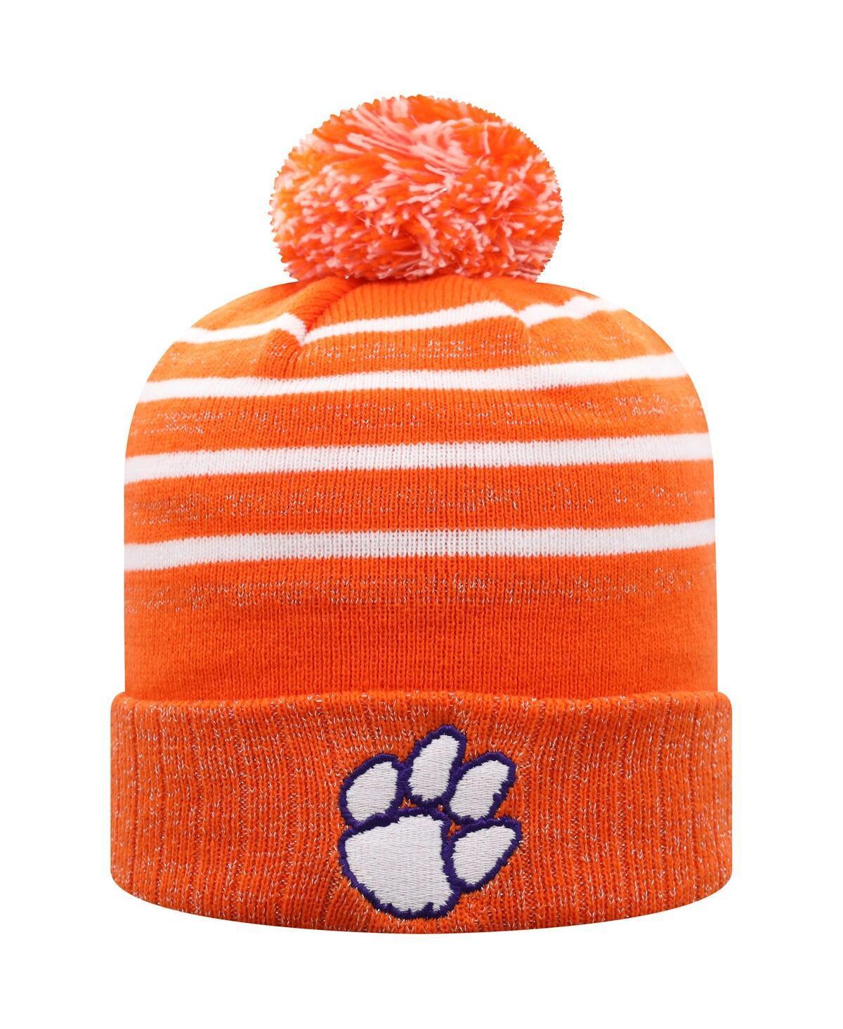 Womens Orange Clemson Tigers Shimmering Cuffed Knit Hat with Pom Product Image