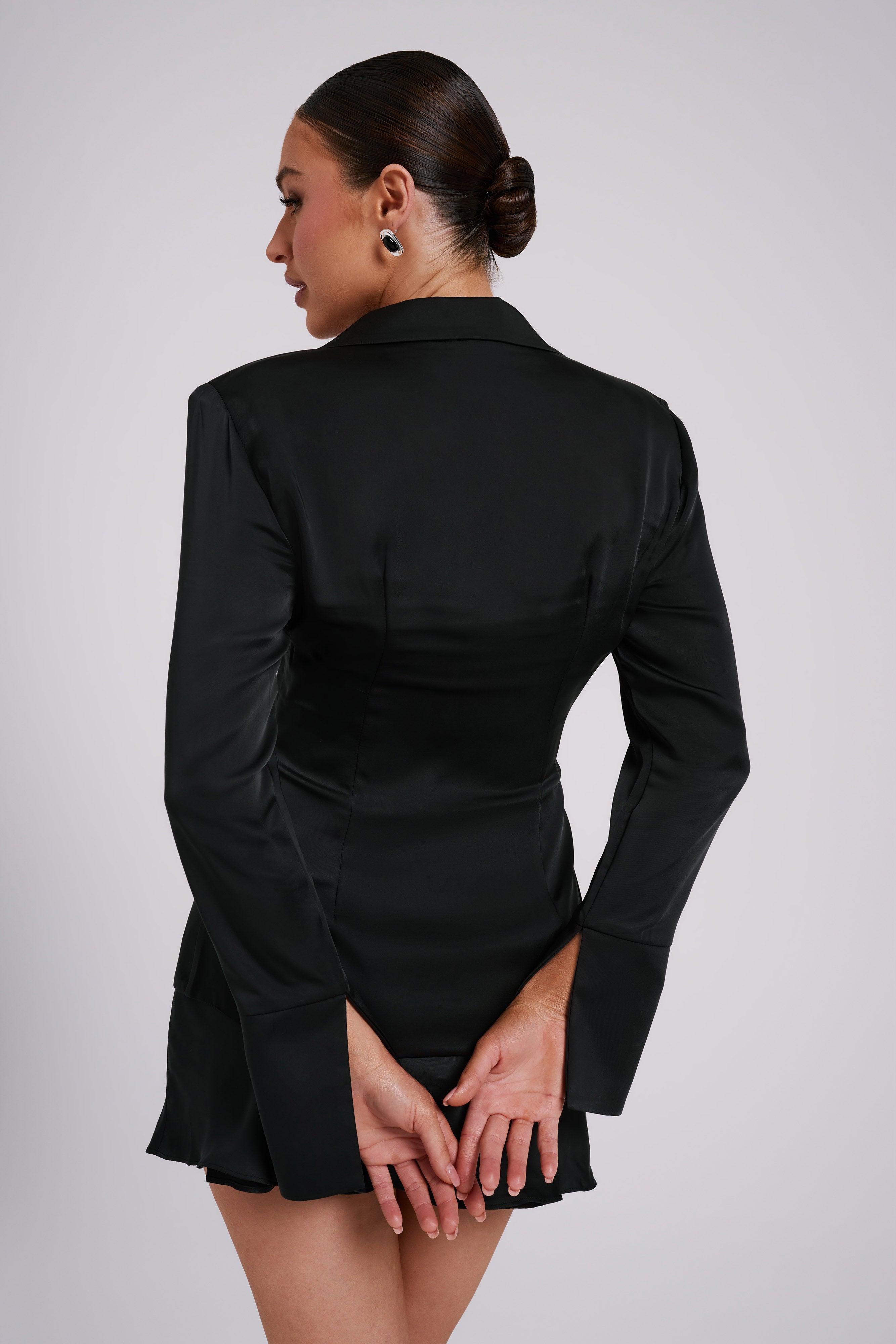 Hartley Satin Collared Shirt - Black Product Image