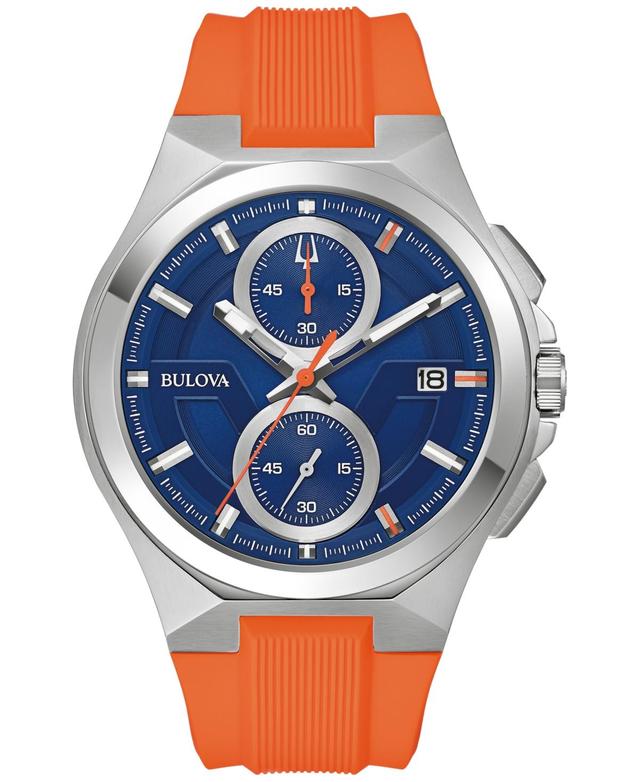 Bulova Mens Chronograph Marc Anthony Maquina Orange Silicone Strap Watch 46mm Product Image