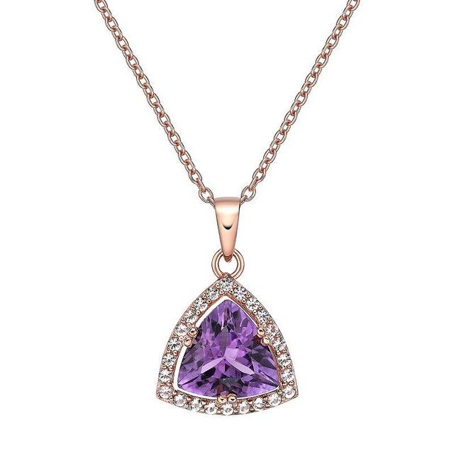 Gemminded 18k Rose Gold Over Sterling Silver White Topaz Accent & Amethyst Pendant Necklace, Womens Purple Product Image