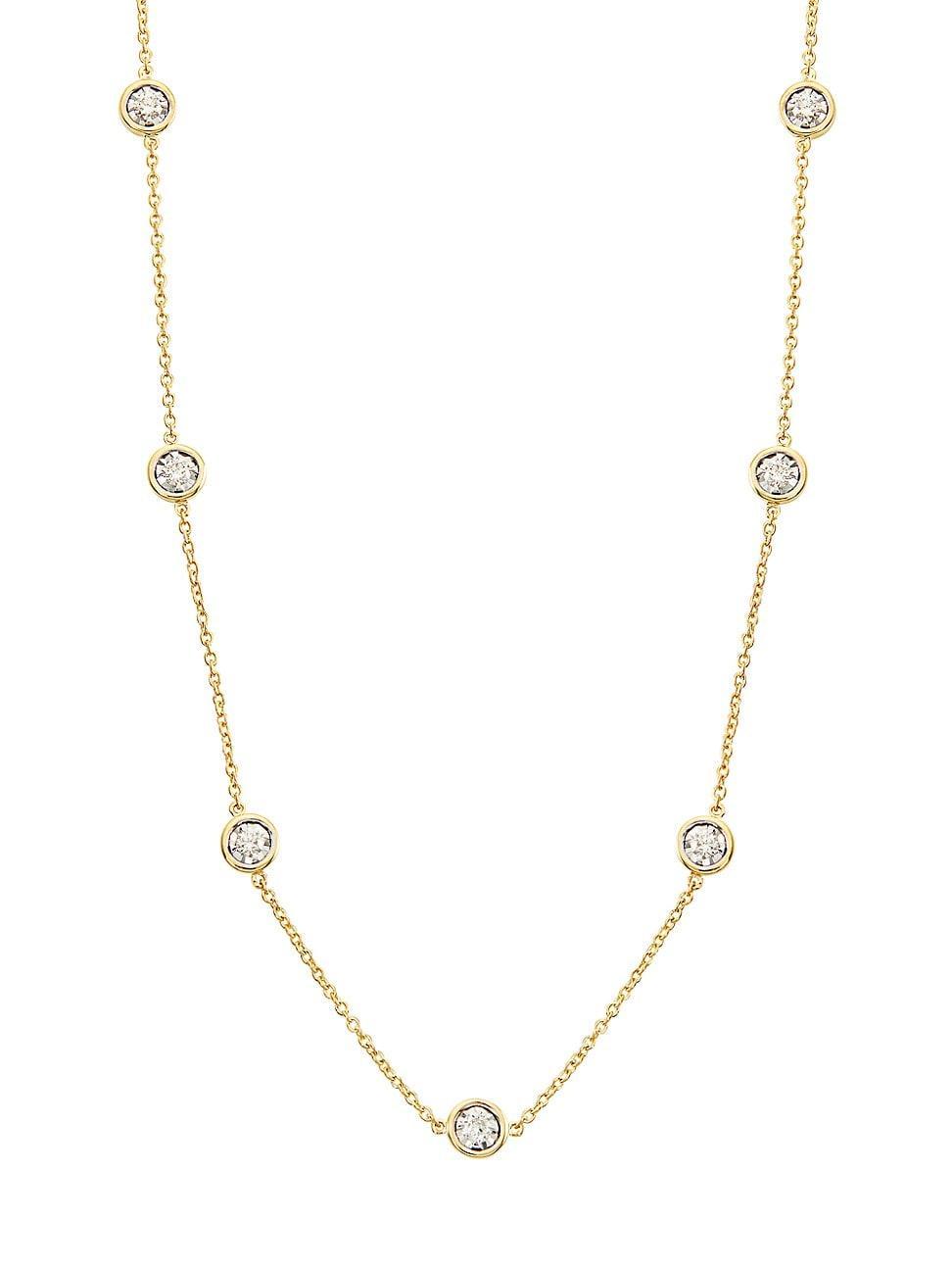 Womens 14K Yellow Gold & 0.5 TCW Diamond Station Necklace Product Image