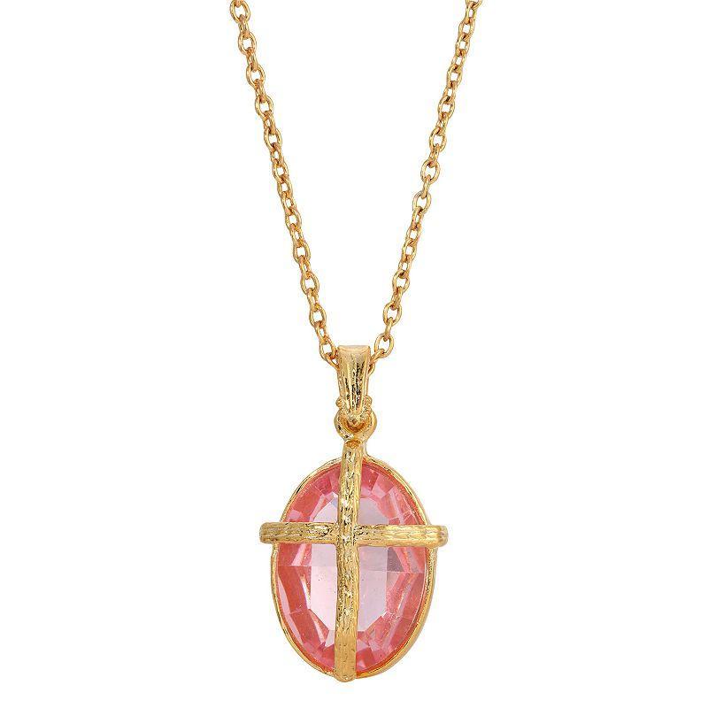 Symbols of Faith Crystal Cross Necklace, Womens, Pink Product Image