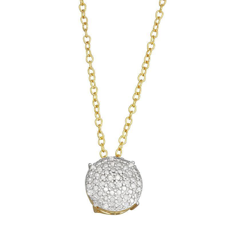 14k Gold Over Silver 1/10 ct. T.W. Diamond Disc Necklace, Womens White Product Image