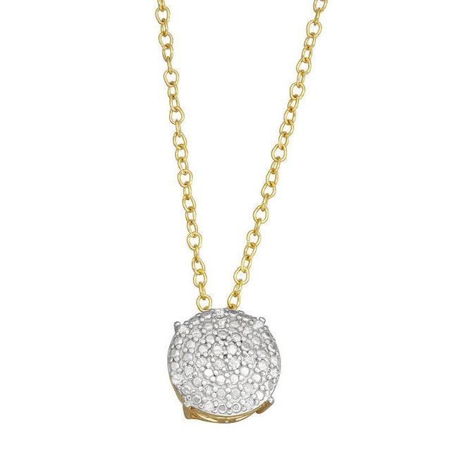 14k Gold Over Silver 1/10 ct. T.W. Diamond Disc Necklace, Womens White Product Image