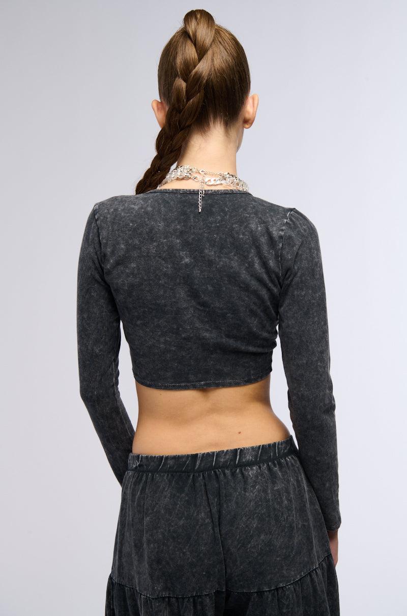 TAYA WASHED TWIST FRONT CROP TOP Product Image