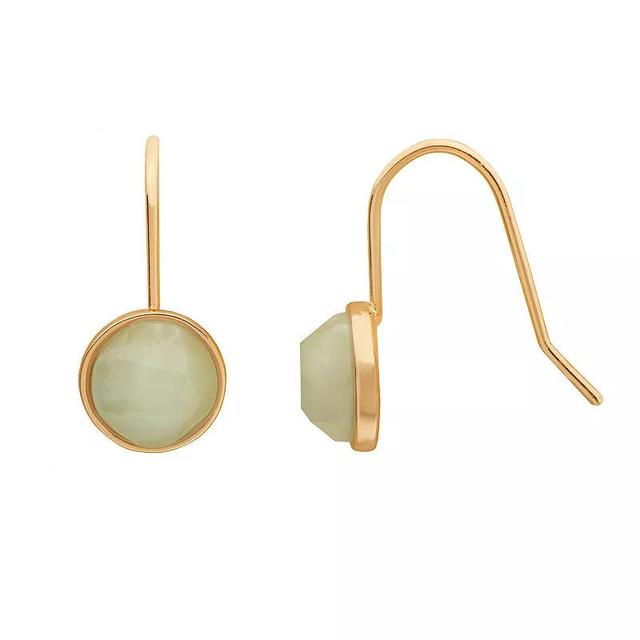 LC Lauren Conrad Gold Tone Circular Stone Drop Earrings, Womens, Green Product Image