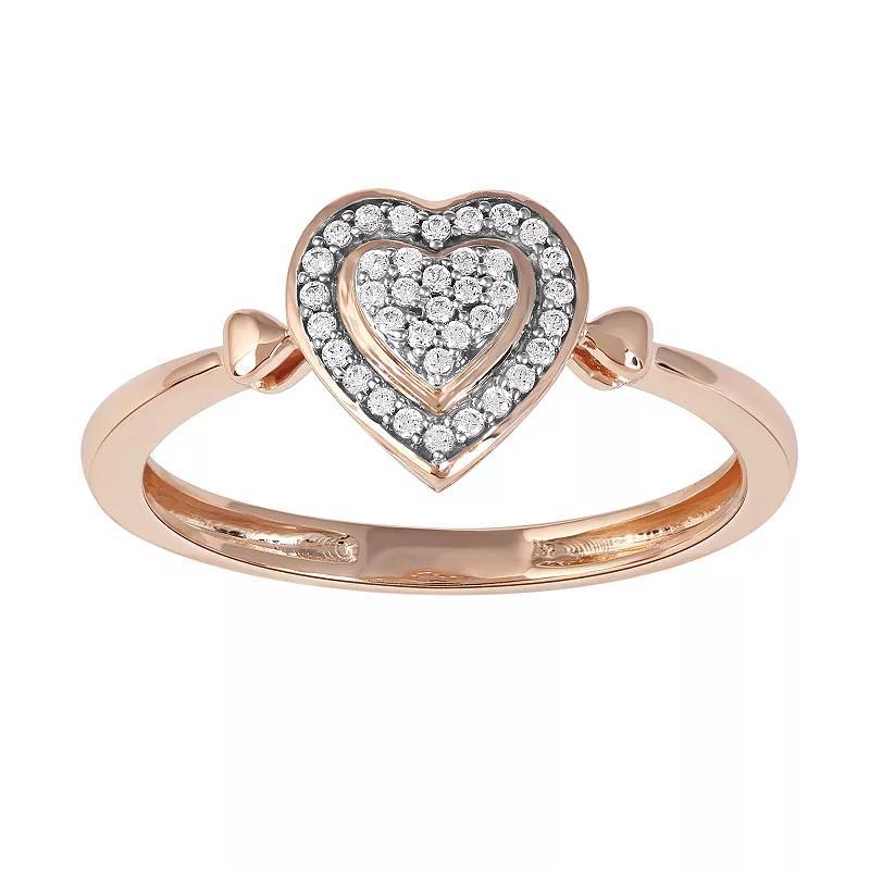 DeCouer Sterling Silver 1/10 Carat T.W. Diamond Heart Promise Ring, Womens Pink Product Image