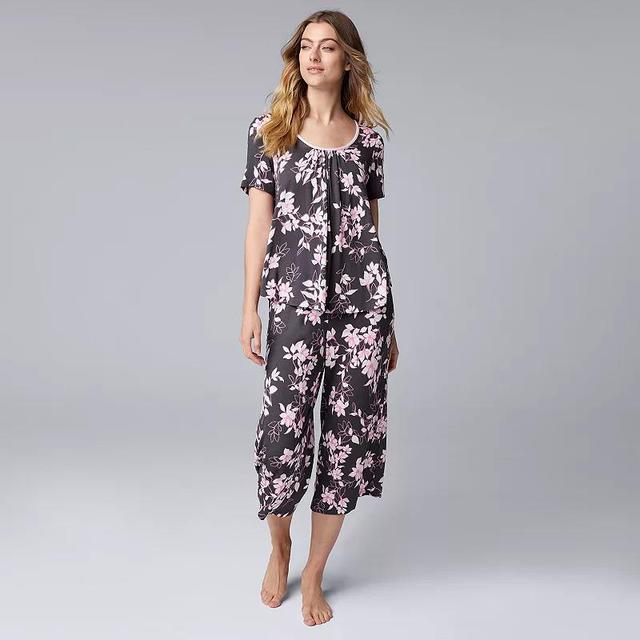 Womens Simply Vera Vera Wang Short Sleeve Top and Culotte Pajama Set Product Image