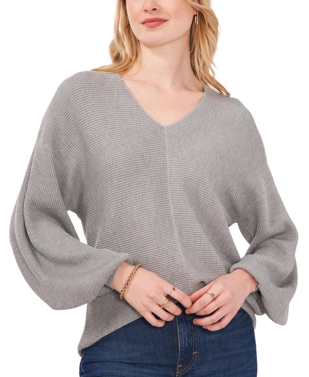 1.state Womens Rib-Knit Bubble Sleeve Long Sleeve Sweater Product Image