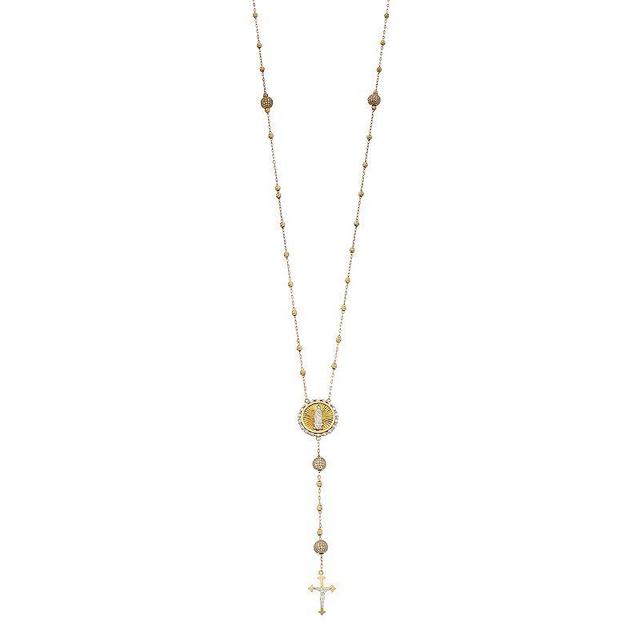 24k Gold Over Silver Cubic Zirconia Rosary Necklace, Womens, Gold Tone Product Image