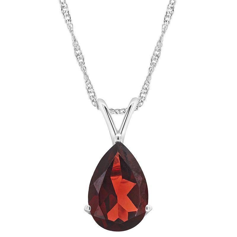 Macys Garnet (3-1/3 ct. t.w.) Pendant Necklace in 14K White Gold Product Image