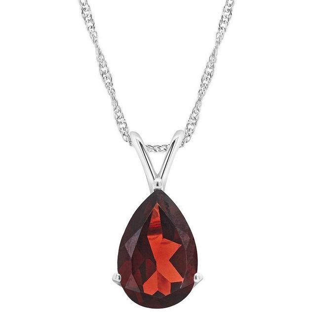 Alyson Layne 14k Gold Pear Cut Garnet Pendant Necklace, Womens 14k White Gold Product Image