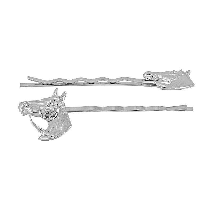 1928 Silver Tone Horse Head Bobby Pin Set Product Image