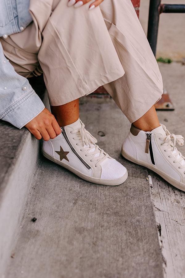 The Eras Vintage Faux Leather Sneaker In White Product Image