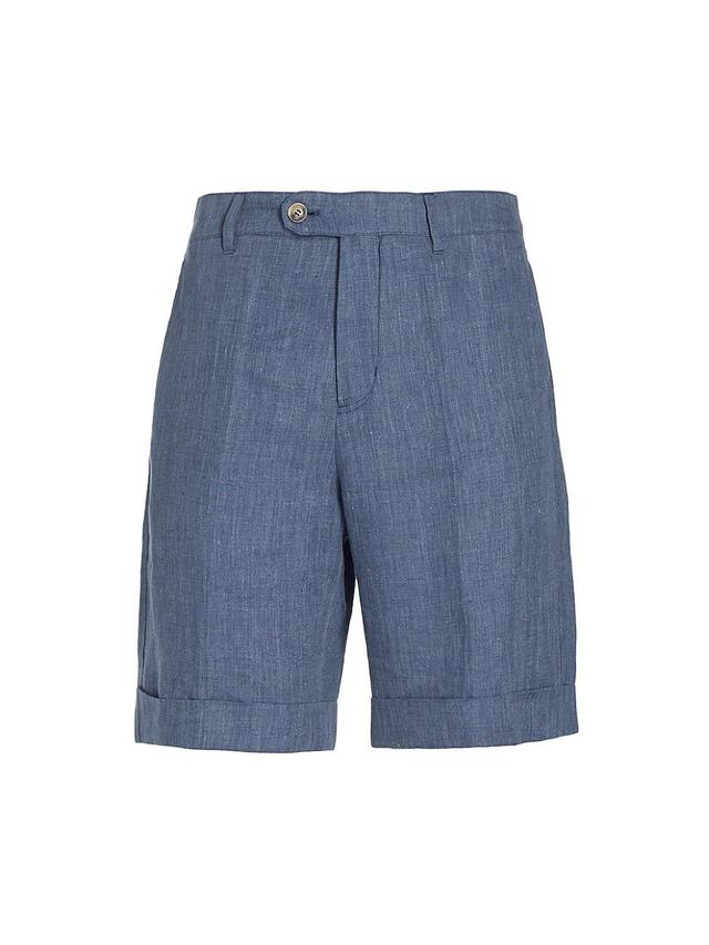 Mens Pleated Linen Shorts Product Image