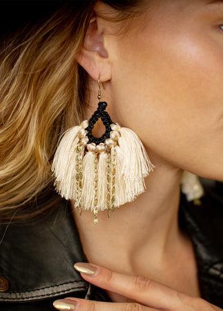 Bryas Earrings in Black/Cream Product Image