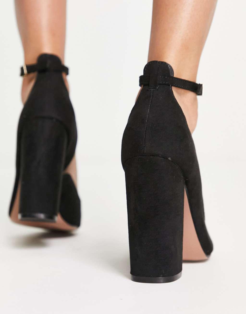 ASOS DESIGN Placid high block heels in black Product Image