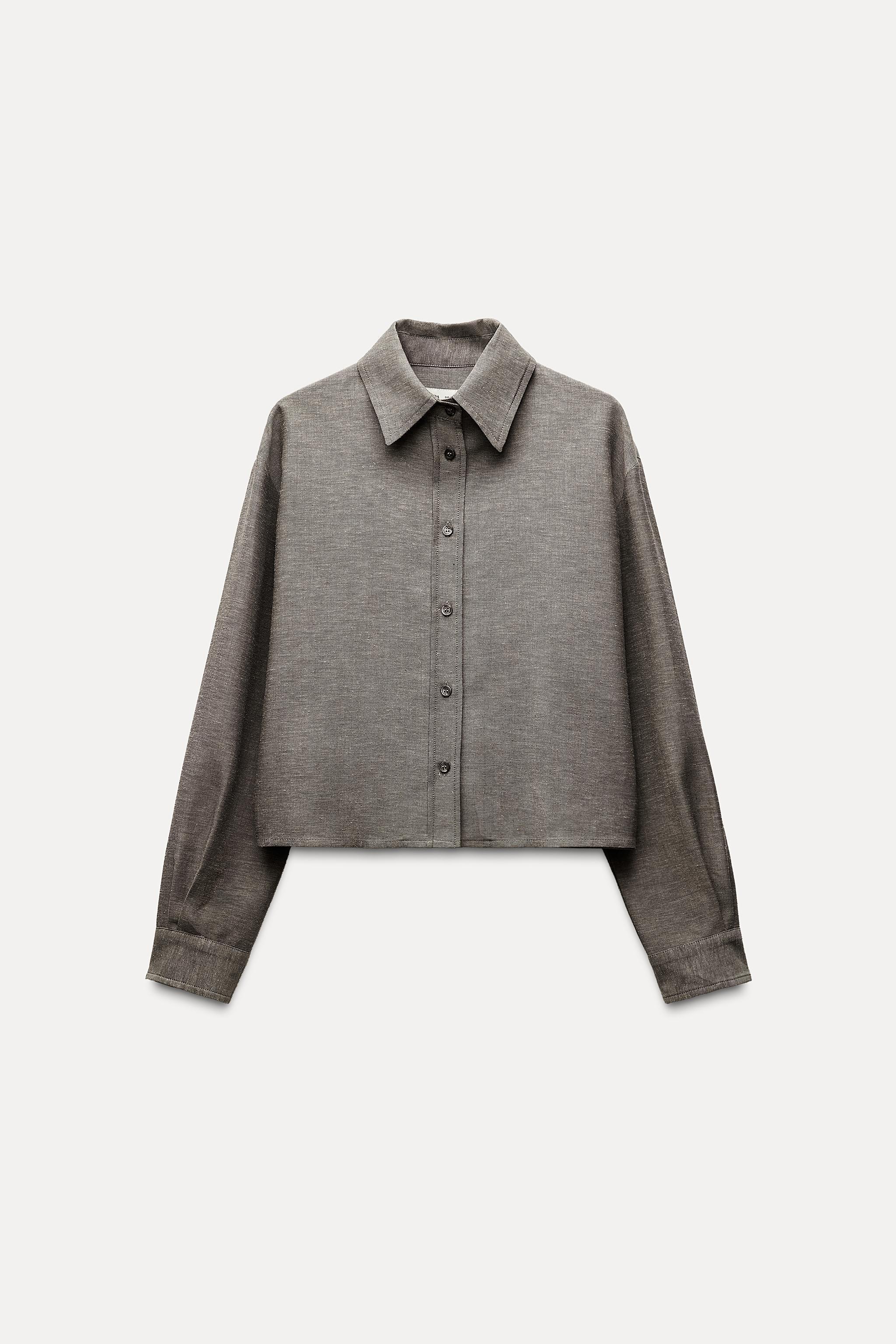 CROPPED PLEATED SHIRT ZW COLLECTION Product Image