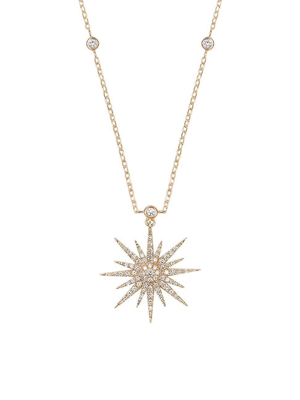 Womens Soleil 18K Yellow Gold & Diamond Pendant Necklace Product Image