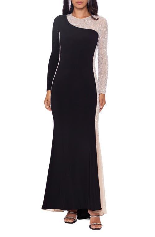 Xscape Evenings Rhinestone Long Sleeve Gown Product Image