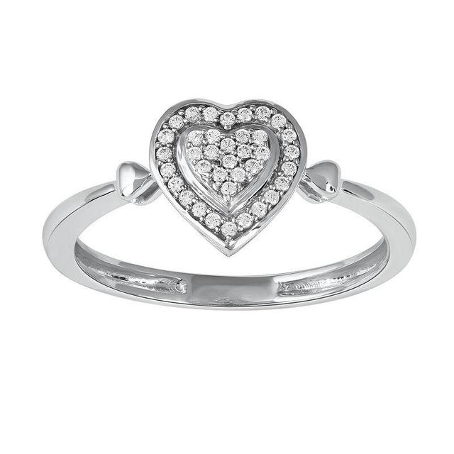 DeCouer Sterling Silver 1/10 Carat T.W. Diamond Heart Promise Ring, Womens Silver Tone Product Image